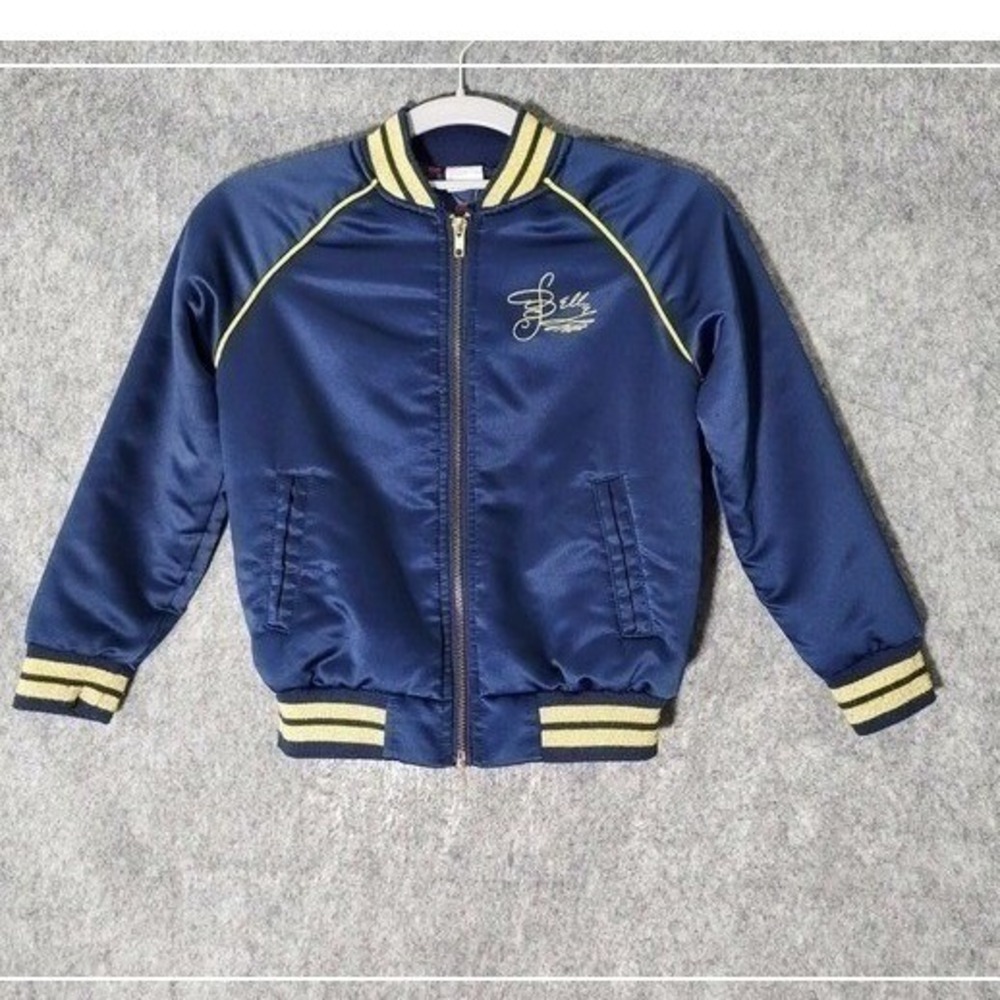 Disney Princess Girls Jacket S Beauty Beast Belle Satin Bomber‎ Embroidered